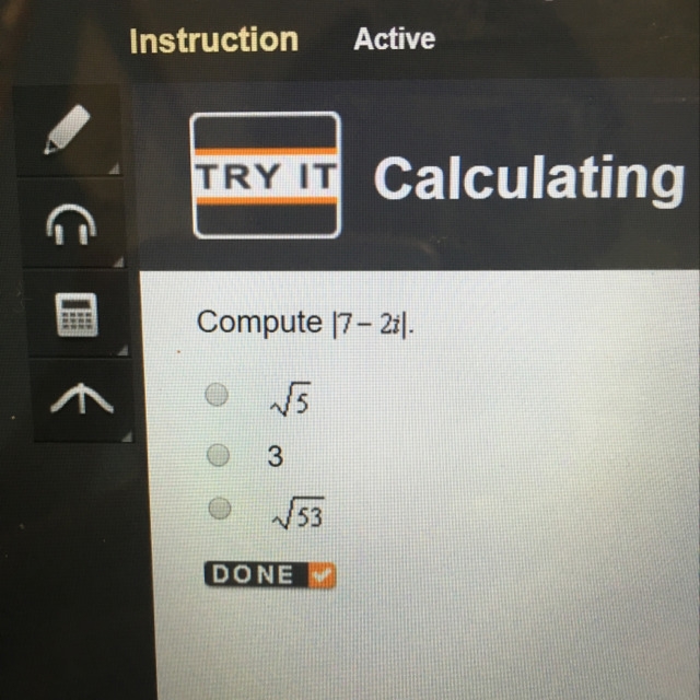 What is the answer when you compute |7-2i|-example-1