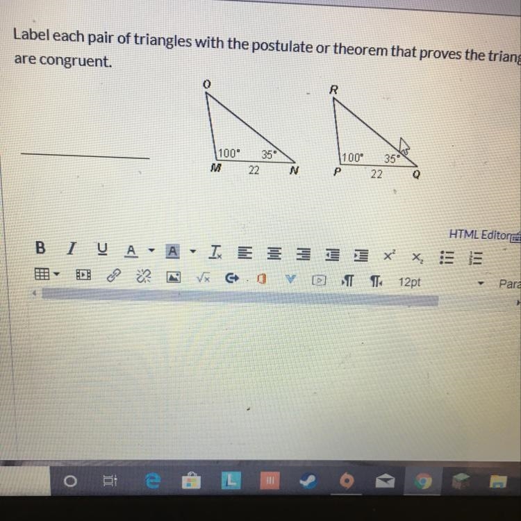 Label each pair of triangles with the postulate or theorem that proves the triangles-example-1