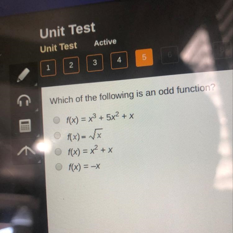 Which of the following is an odd function?-example-1