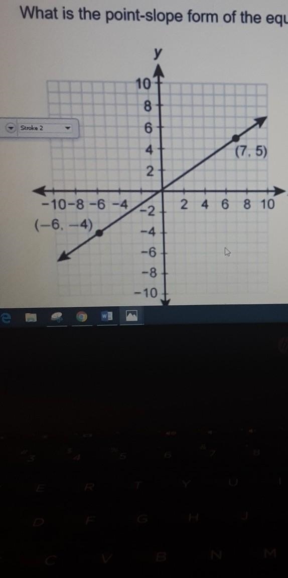 What is the poinet-slope form of the equation for the line in the graph?​-example-1