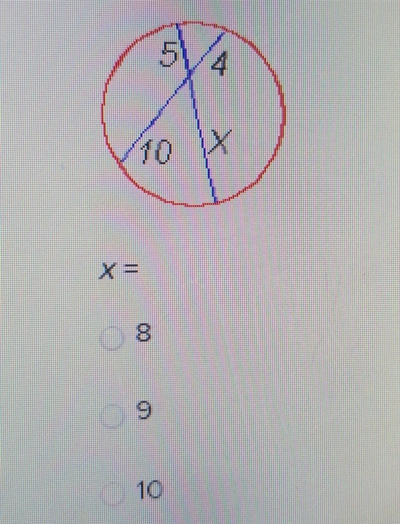 What does x equal. 8, 9, or 10?​-example-1