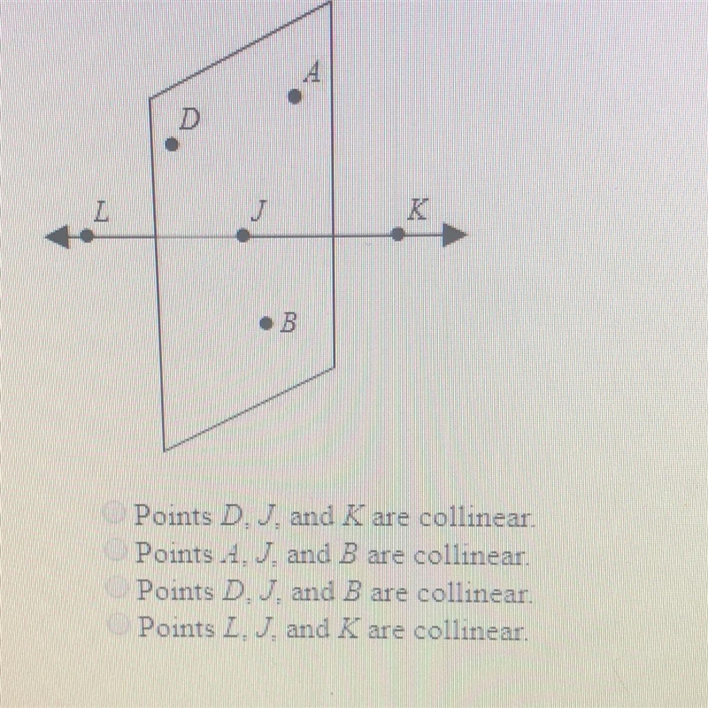 What are the names of three collinear points ?-example-1