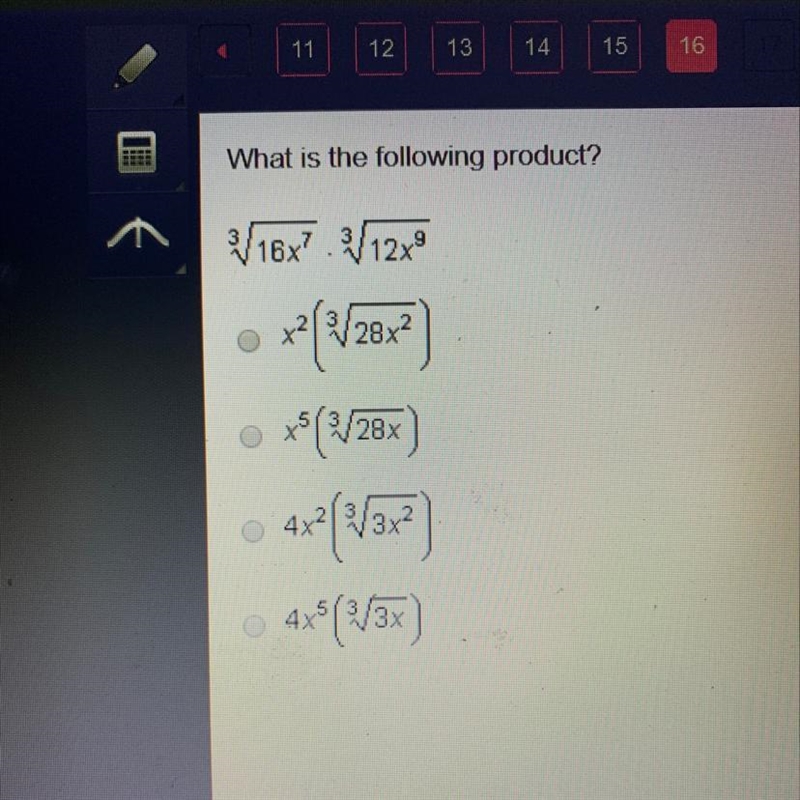 What is the following product ^3sqrt16x^7*^3sqrt12x^9-example-1