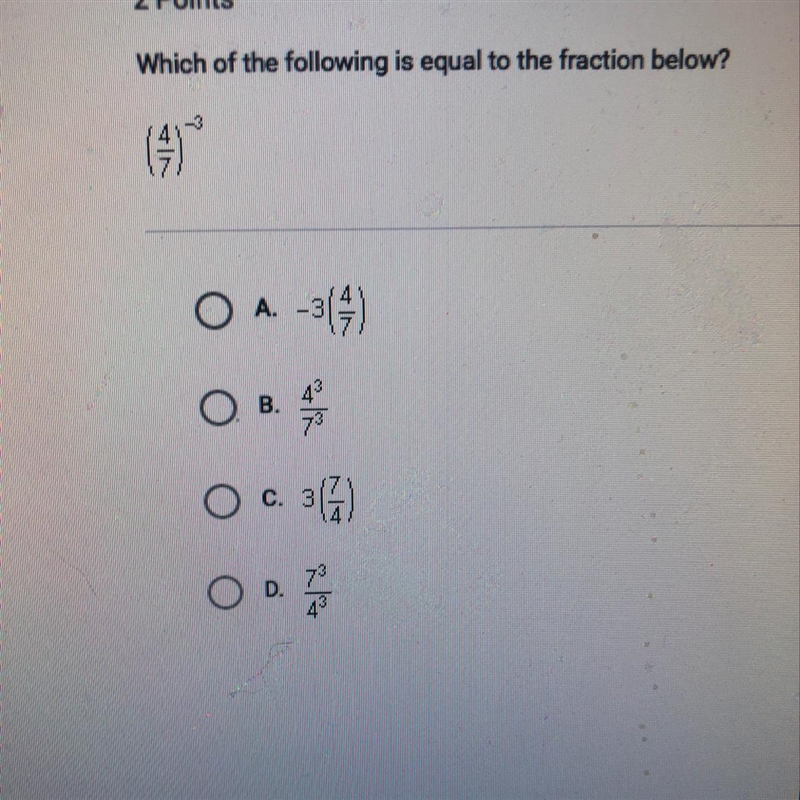 Which of the following is equal to the fraction below-example-1