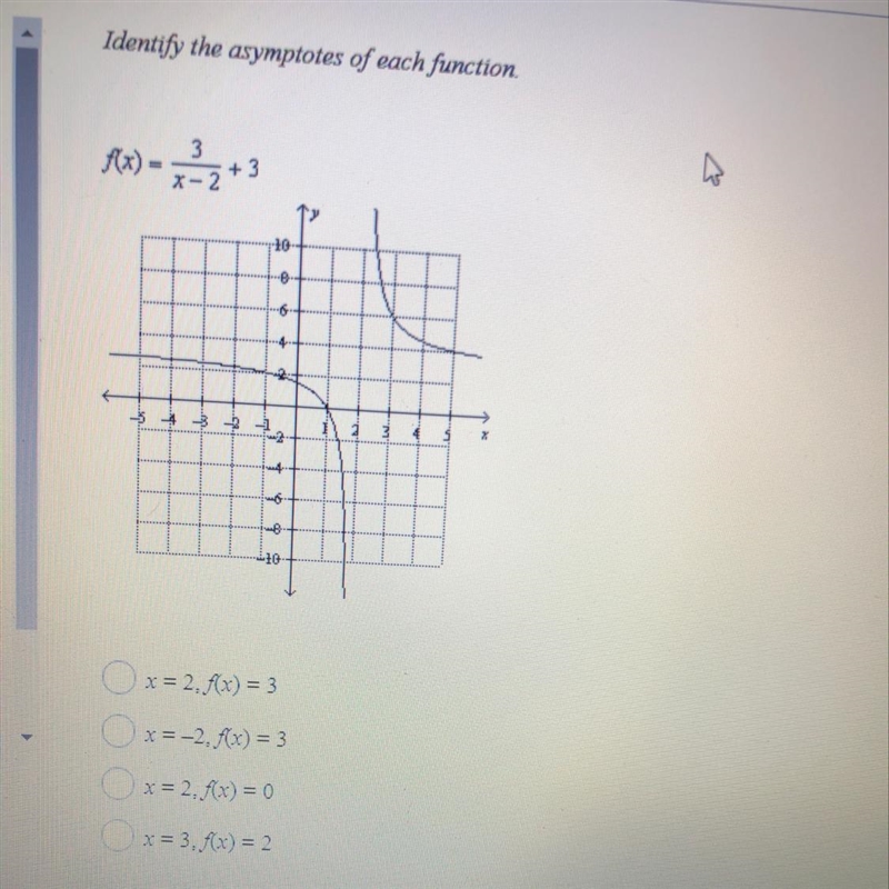 Identify the asymptotes of each function-example-1