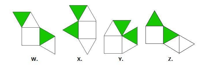 Which net folds into the pyramid? Choices are on the 2nd picture with letter-example-2