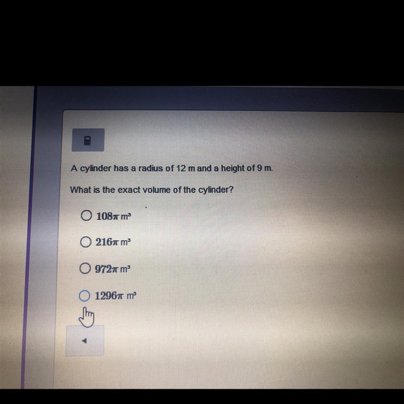 What’s the exact volume of the cylinder?-example-1