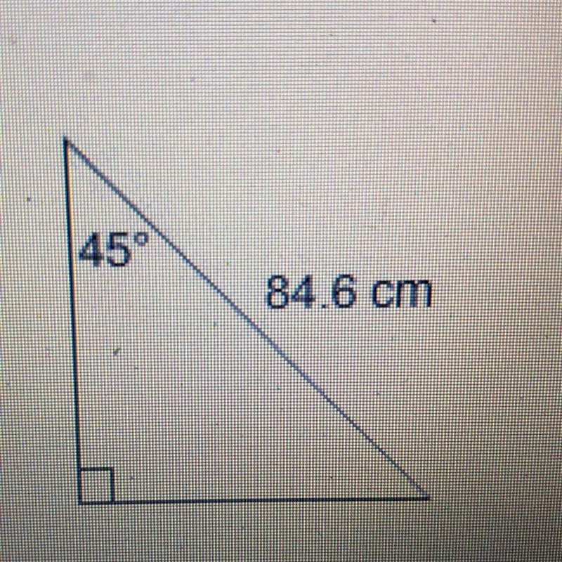 To the nearest hundredth of a centimeter, what is the length of a leg of the triangle-example-1