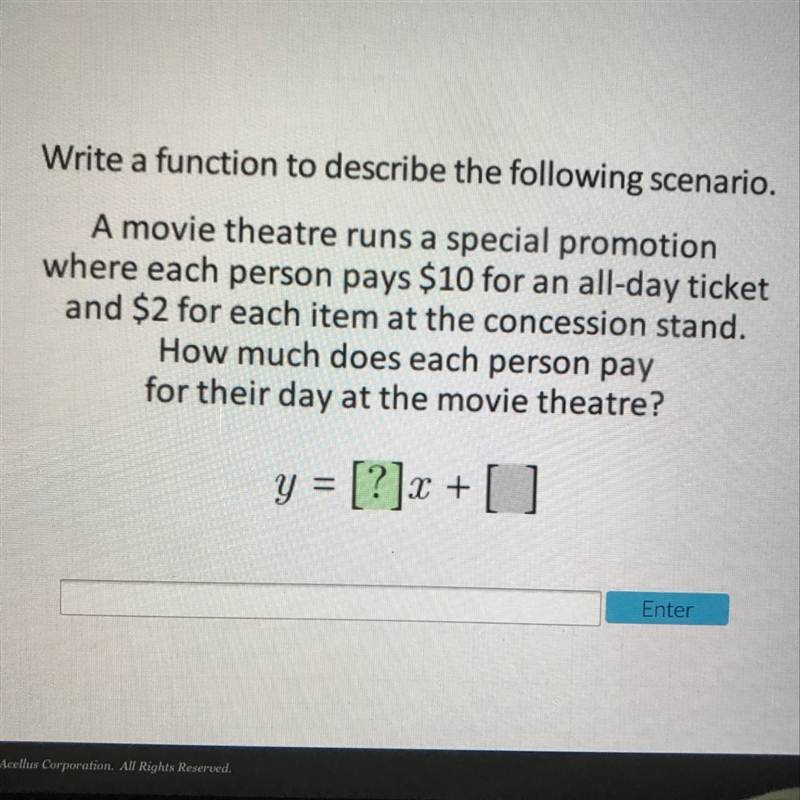 Write a function to describe the following scenario. A movie theater runs a special-example-1