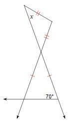 Find the value of x in the given figure. A) 44° B) 40° C) 36° D) 32°-example-1