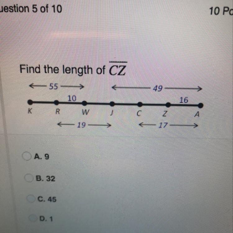 Find the length of CZ-example-1