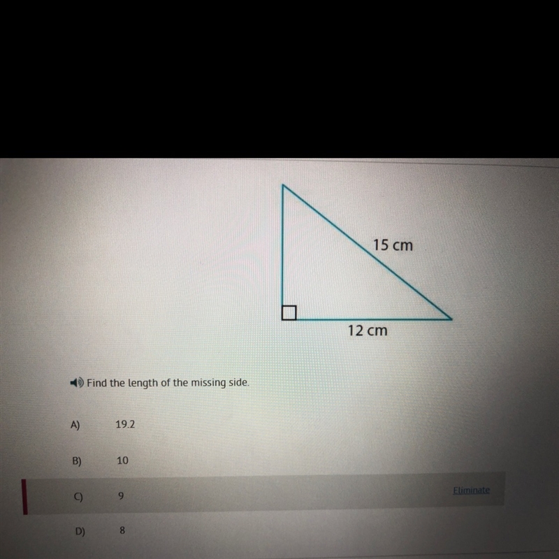 Find the length of the missing side.-example-1