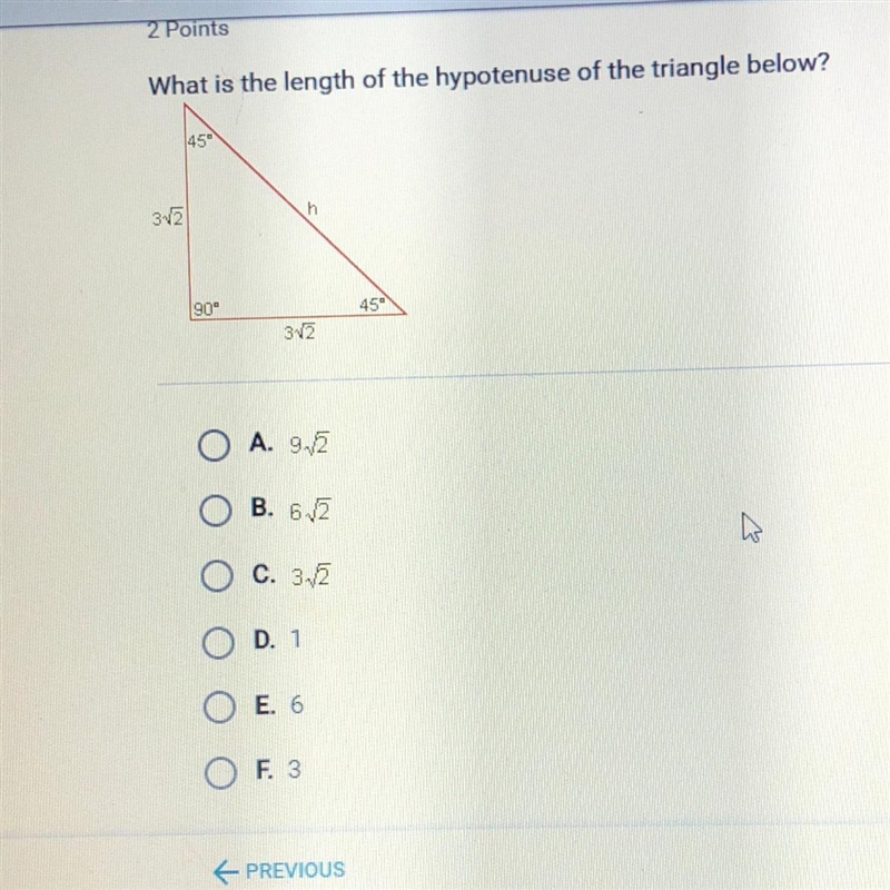 What is the length of the hypotenuse of the triangle below ?-example-1