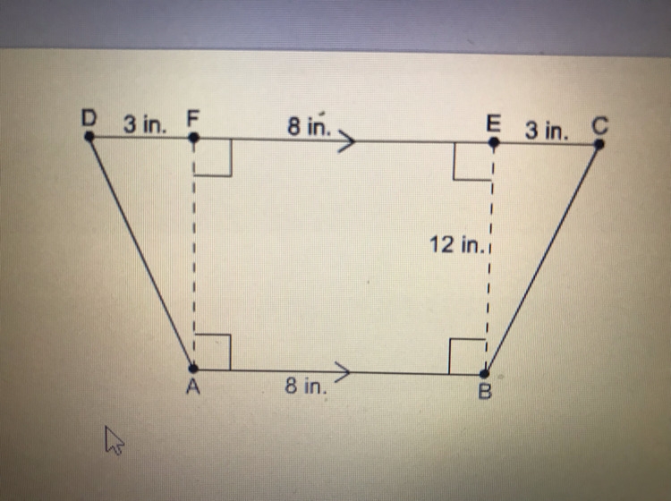 What is the area of this trapezoid A) 96 in2 B) 132 in2 C) 168 in2 D) 1344 in2-example-1