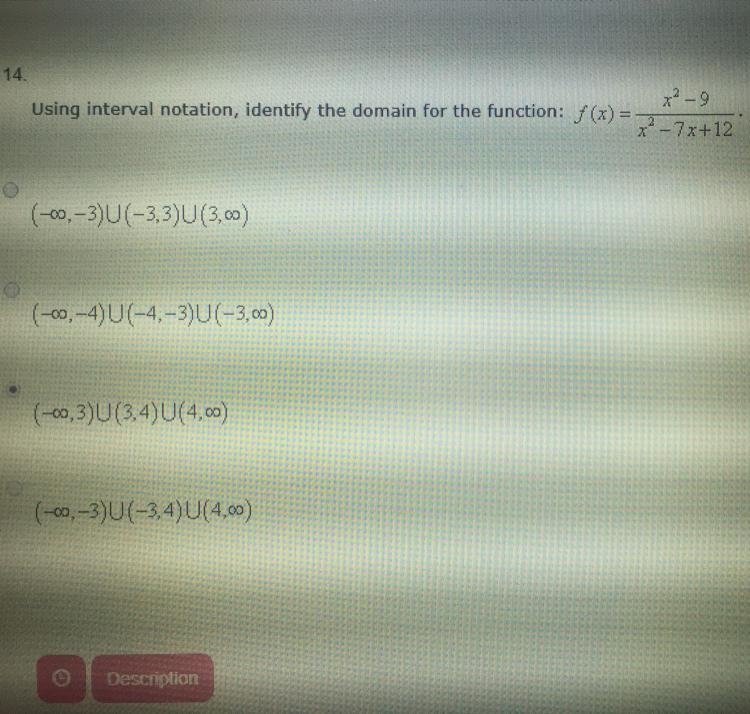 Using interval notation , identify the domain for the function!!! Math 3 - 10 points-example-1