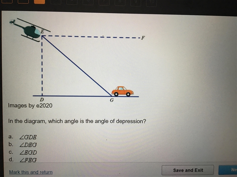 In the diagram what is the angle of depression?-example-1