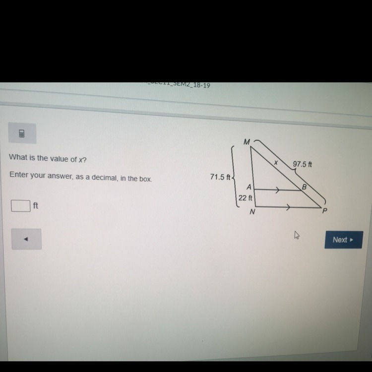 What is the value of x ?enter your answer as a decimal in the box-example-1