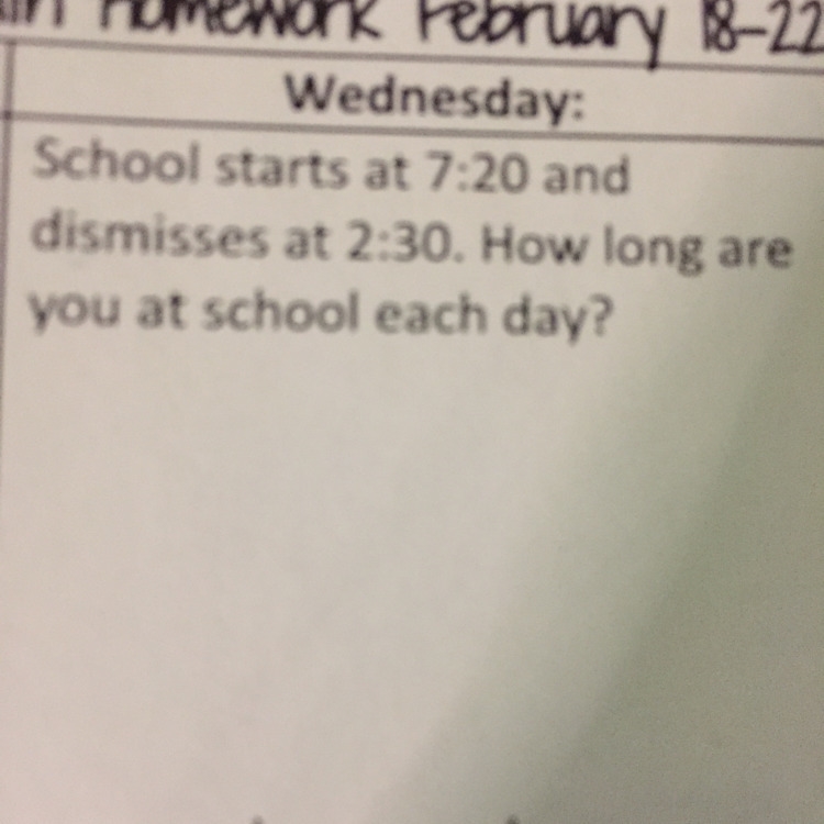 How long I am at school each day-example-1