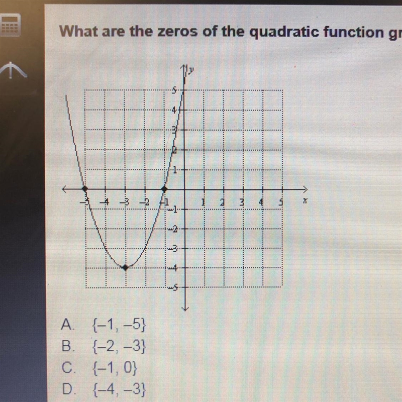 What are the zeros of the quadratic function graphed below?-example-1