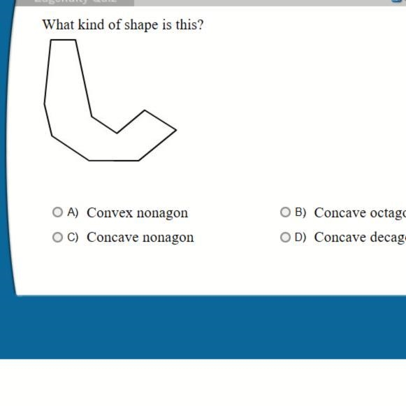 What kind of shape is this? Convex nonagon Concave octagon Concave nonagon Concave-example-1