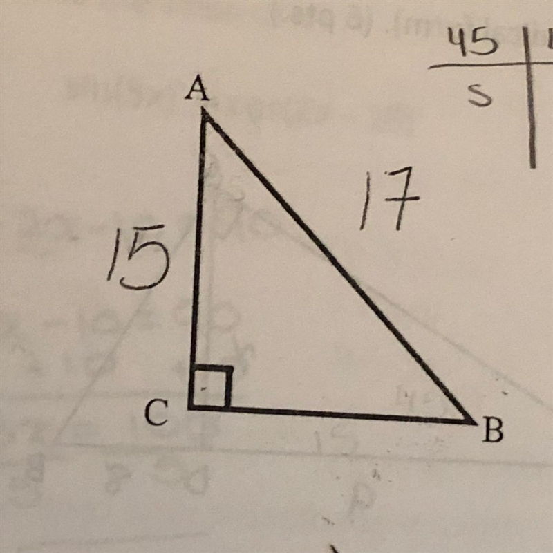 Find Sin A, Cos A, Tan A, Cos B, Sin B, Tan B, and measure of angle A. HINT: first-example-1