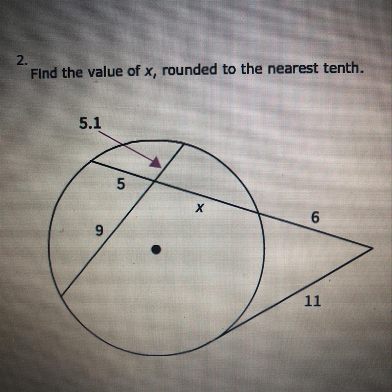 Find the value of X rounded to the nearest tenth A)5.1 B)9.2 C)5.8 D)5.2-example-1