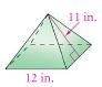 Find the surface area of the pyramid to the nearest whole number. ) 400 in^2 B) 402 in-example-1