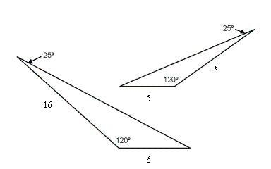 The triangles are similar. Find the value of x.-example-1