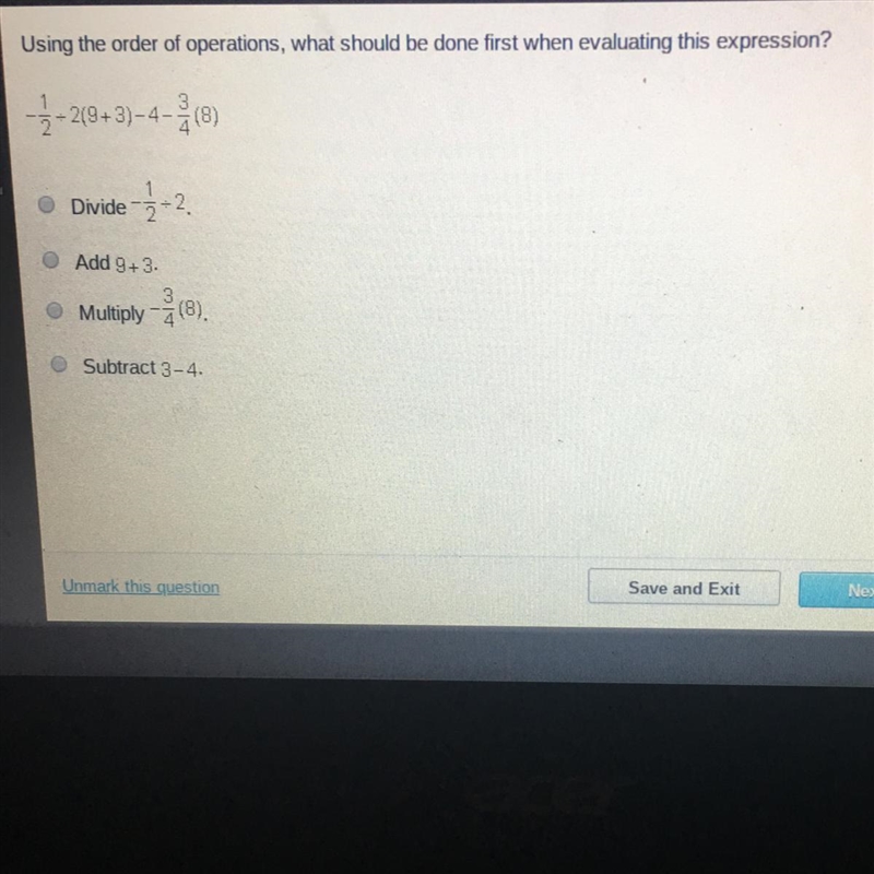 What should be done first when evaluating this expression?-example-1