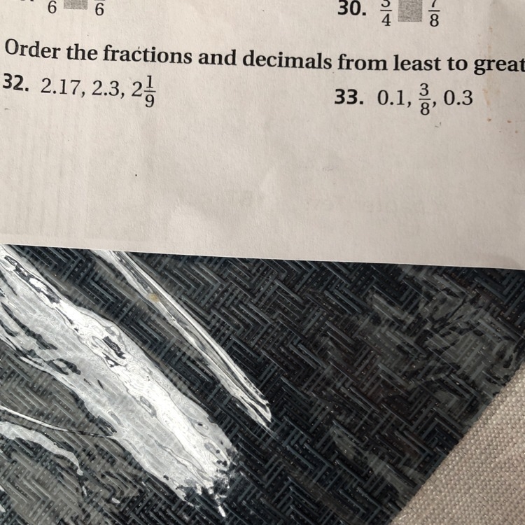 Order the fractions and decimals from least to greatest.Need help ASAP!!!-example-1