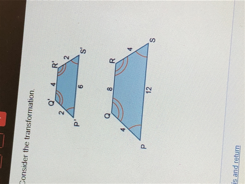 Which statement about the transformation is true A) it is isometric because side length-example-1