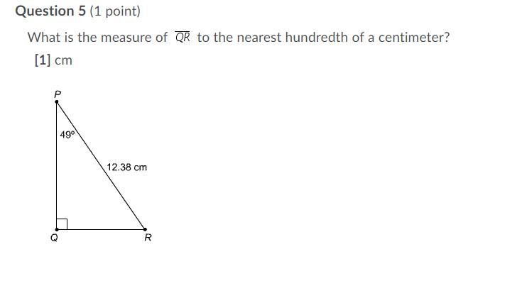 What is the measure of QR to the nearest hundredth of a centimeter?-example-1