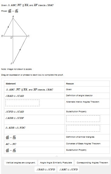 Drag an expression or phrase to each box to complete the proof.-example-1