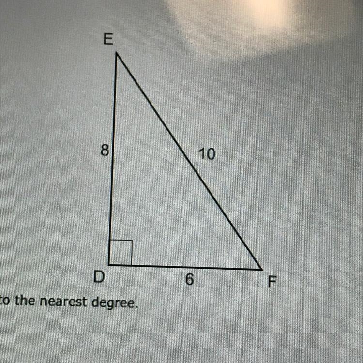 Find the measure of angle E to the nearest degree-example-1