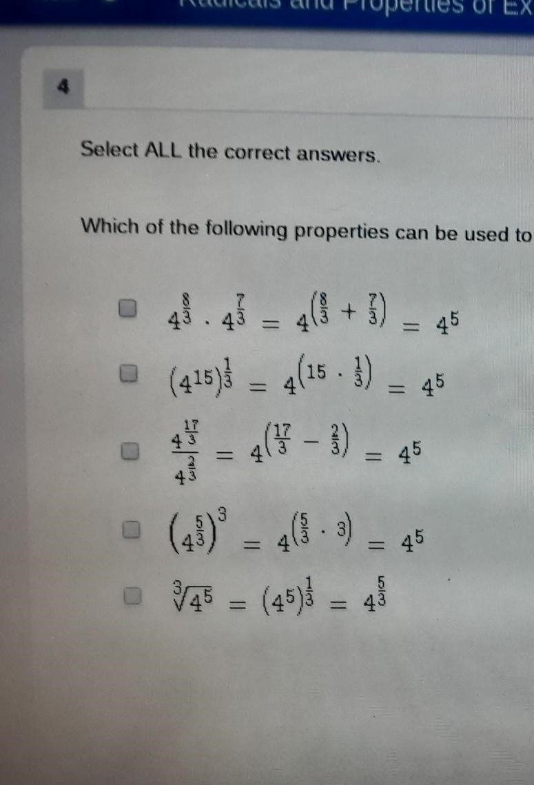 Which of the following properties can be used to show that the expression?​-example-1