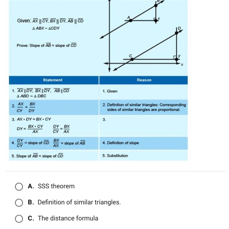 What is the missing reason for the 3rd step in the proof below?-example-1