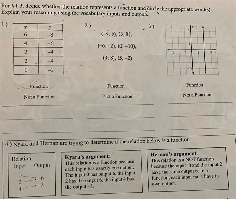 For number 1 through 3 identify if they are a function or not a function.-example-1