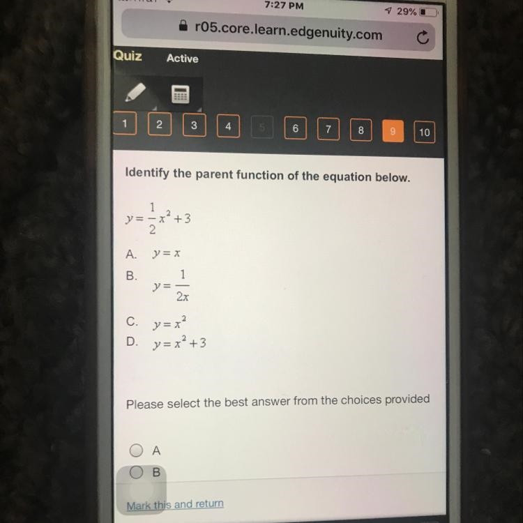 Identify the parent function of the equation below.-example-1