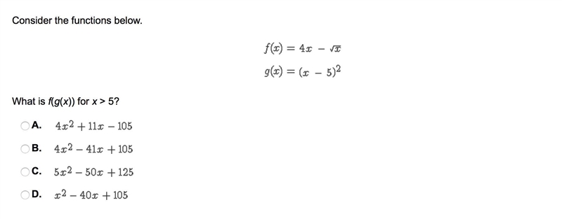 What is f(g(x)) for x > 5?-example-1