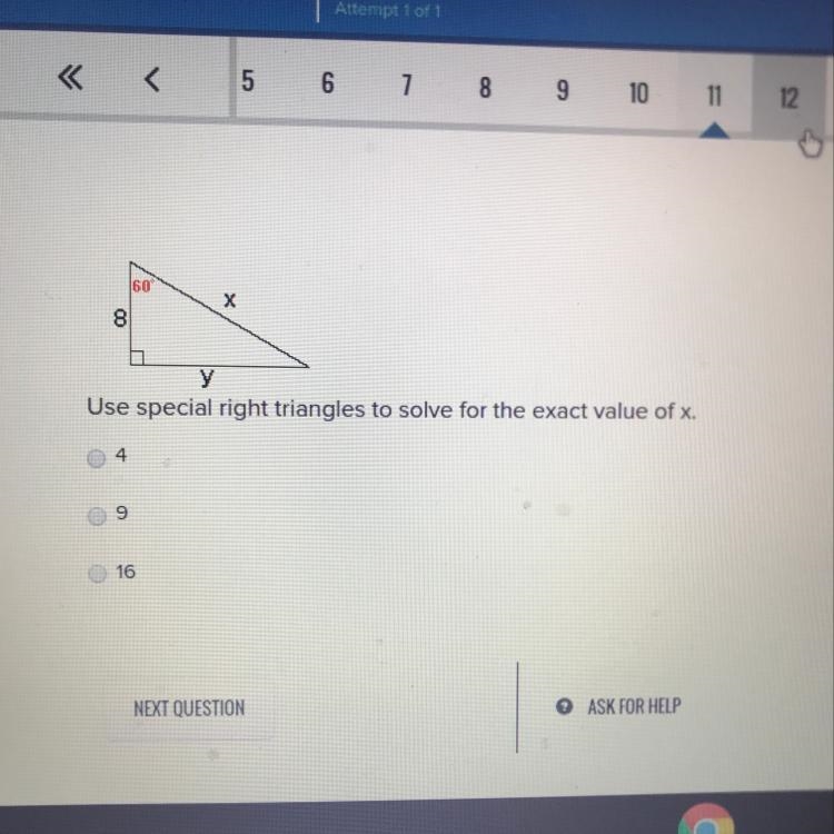 Use special right triangles to solve for the exact value of x.-example-1