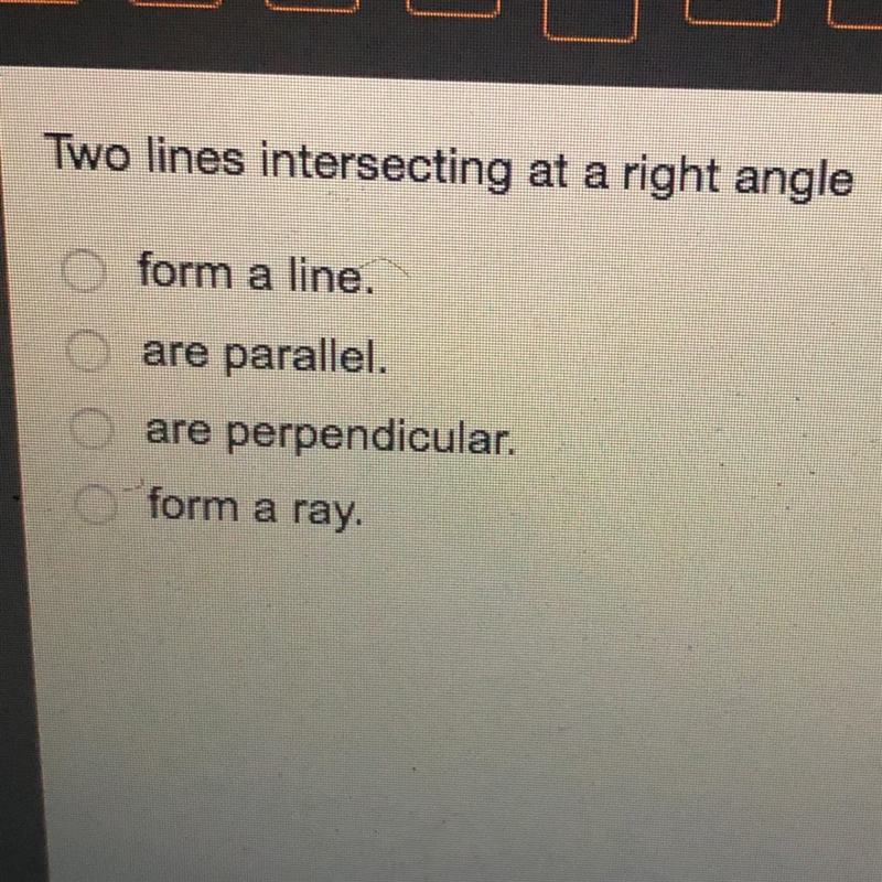 Two lines intersecting at a right angle ?-example-1