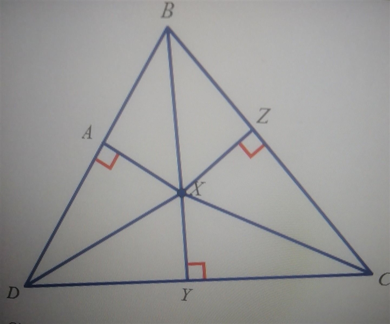 Given that point X is the incenter of ABCD, what can you conclude about line segments-example-1