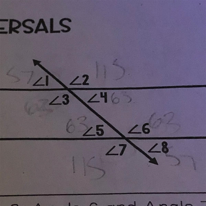 3. Angle 6 and Angle 7 ore examples of which type of angle pair? A. Alternate exterior-example-1