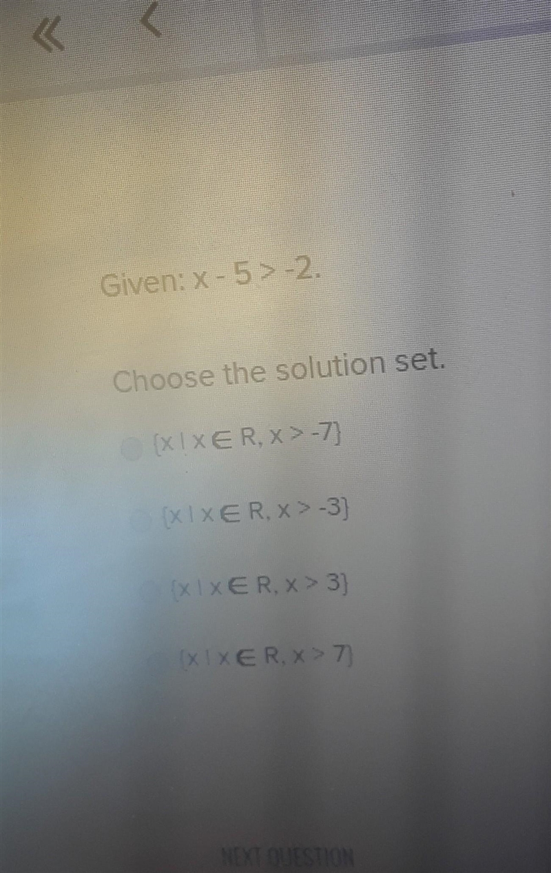 Given x-5>-2 choose the solution set ​-example-1