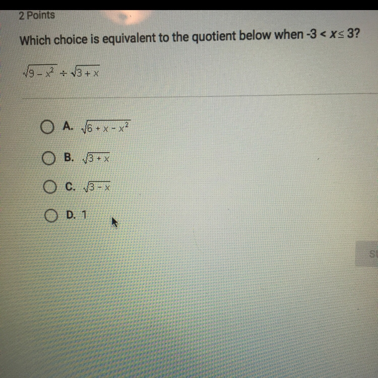 Which choice is equivalent to the quotient below when. The problem is in the photo-example-1