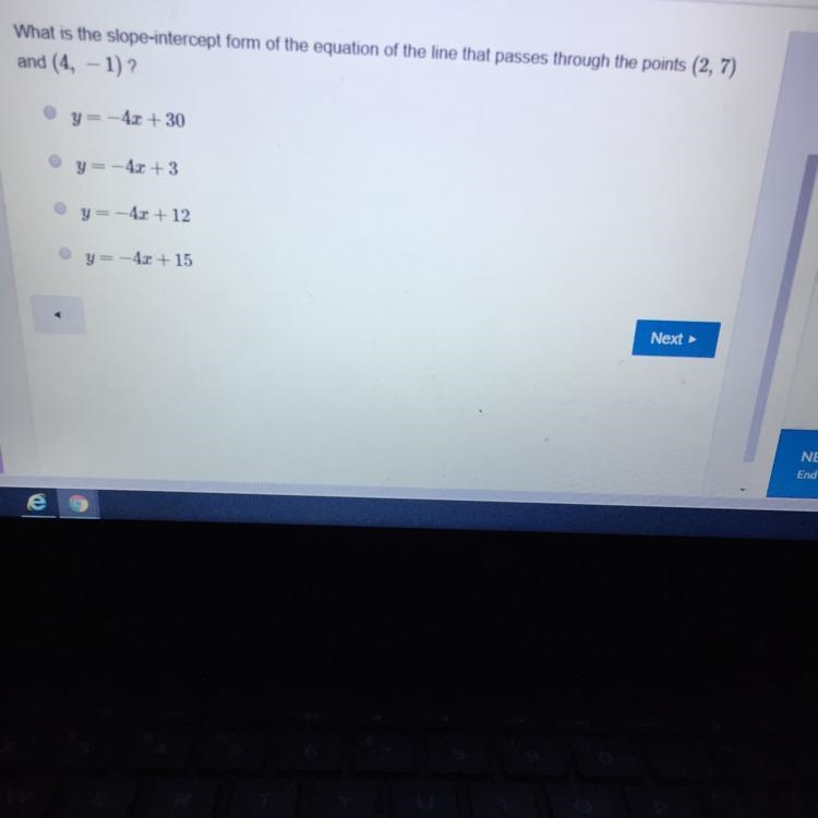 What is the slope-intercept form of the equation of the line that passes through the-example-1