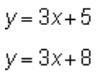 The equations in the system below are parallel. How many solutions does the system-example-1