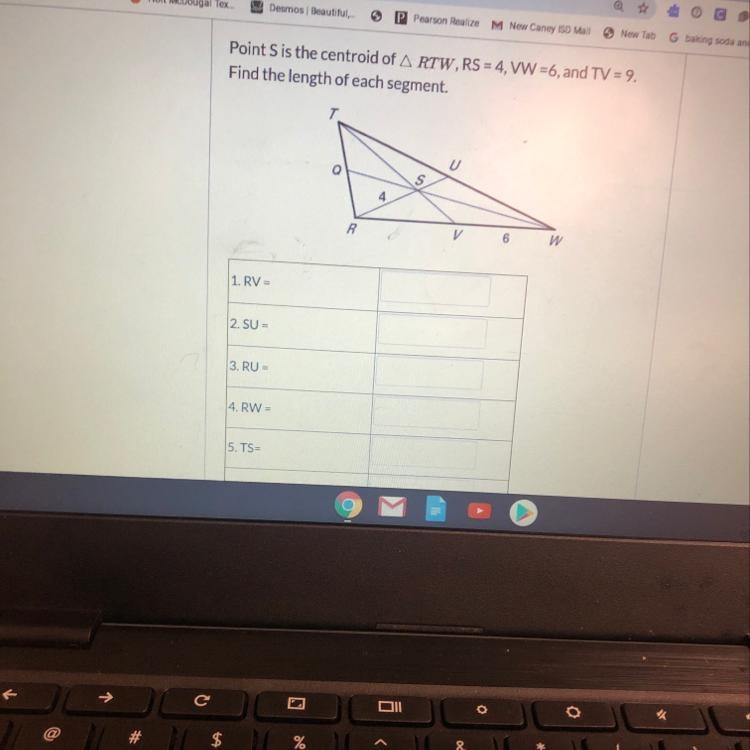 And #6 is Sv Point S is the centroid of triangle RTW,RS=4, VW=6, and Tv=9 Find the-example-1