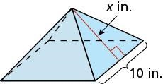 Complete the statement about the square pyramid shown below. x 5 Is x greater than-example-1