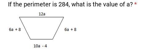 If the perimeter is 284, what is the value of a? Please show work xx-example-1